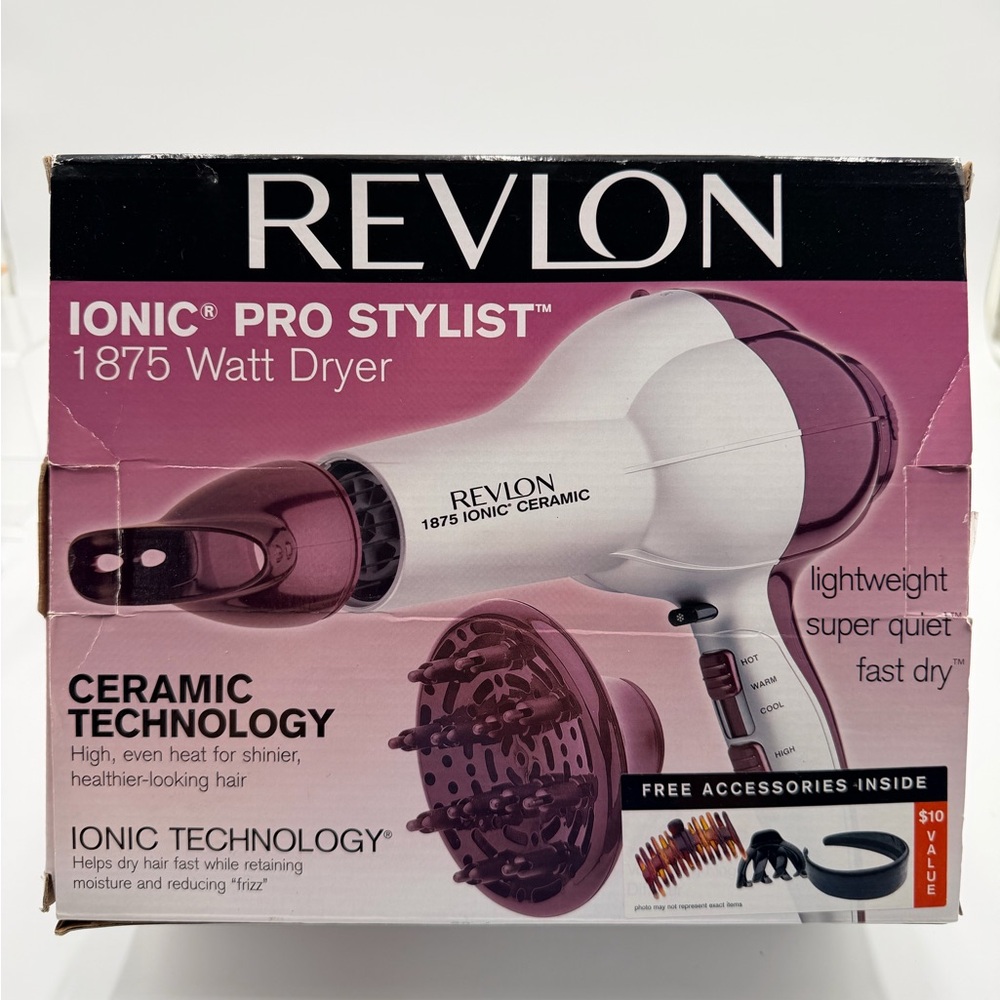 Revlon Ionic Pro Stylist Hair Dryer - Silver & Plum Accents